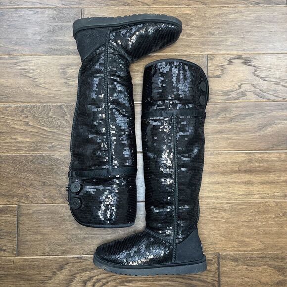 UGG Over the Knee Bailey Button Sparkle Tall Boots Women’s 6 - Picture 2 of 7